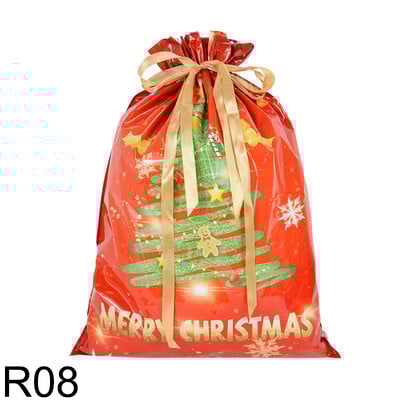 5db karácsonyi húzózsinóros ajándéktasakok lakberendezési műanyag zacskó ajándékokhoz Újrafelhasználható tárolótasak Karácsonyi party dekorációs kellékek