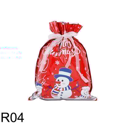 5db karácsonyi húzózsinóros ajándéktasakok lakberendezési műanyag zacskó ajándékokhoz Újrafelhasználható tárolótasak Karácsonyi party dekorációs kellékek