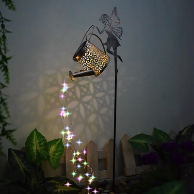 Veľké retro kovové lampáše, solárne kanvičky, vonkajšie vodotesné sprchové svetlá, závesné hviezdicové LED víly pre záhradnú dekoráciu