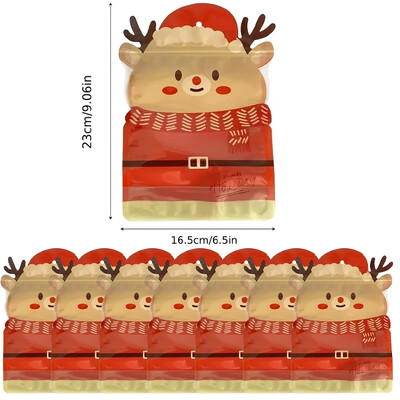 30/5 vnt. Kalėdų eglutės rašto savaime užsisandarinantis maišelis sausainių pakavimas Milu elnio raštas Naujųjų metų vakarėlio dekoravimas sausainių laikymo maišelis