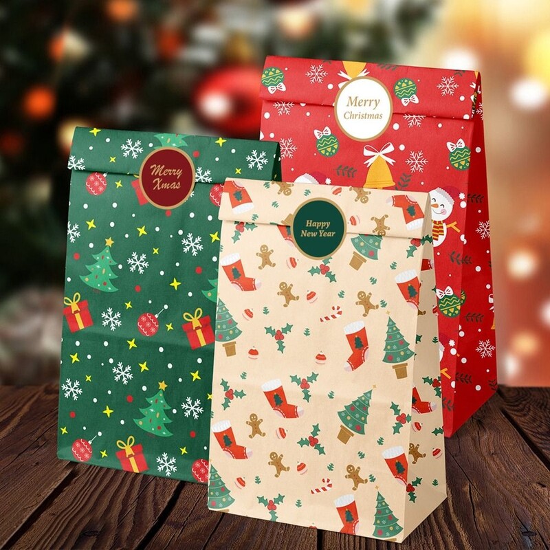 12db Új Papír Karácsonyi Papírtáska Gyerekek Barkácsolás Ajándéktáskák Parti dekoráció Otthoni Kiegészítők Csomagolótáska Újév