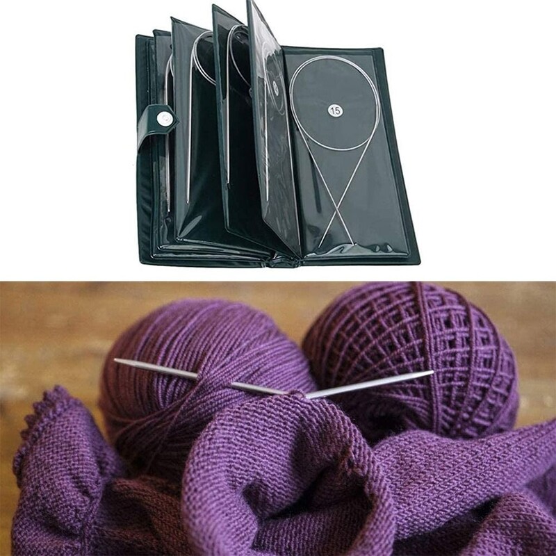 11 tk roostevabast terasest ümmargused kudumisvardad heegelnõela komplekt lõng kudumine isetegemise tööriist kotiga, pikkus 43/65/100/120 cm