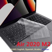 Λεπτό για Macbook Air M2 2022 A2681 ΕΕ ΗΠΑ Αγγλικά Ισπανικά Ρωσικά Γαλλικά Αραβικά Κάλυμμα πληκτρολογίου Silicon για Macbook Air A2681 Skin