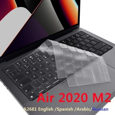 Subțire pentru Macbook Air M2 2022 A2681 EU Engleză SUA Spaniolă Rusă Franceză Arabă Husă tastatură silicon pentru pielea Macbook Air A2681