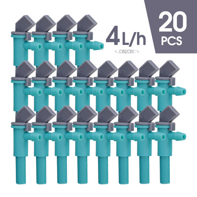 20 ks 4l/h OD-6,0 mm až 1/4'' kvapkadlo na vodu s ventilom záhradné bonsajové mikro kvapkacie trysky pre zavlažovacie postrekovače s hadicou 4/7 mm