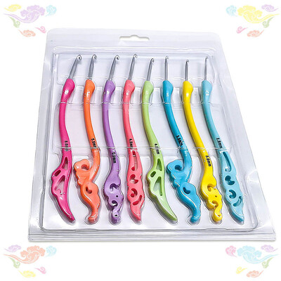 8 vnt. daugiaspalvė nėrimo adata su retro puošniu nėrimo rankena, ergonomiška rankena „pasidaryk pats“ verpalų audimo įrankiai, skirti nėrimui,