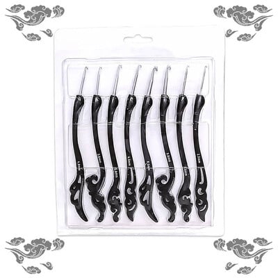 8 vnt. daugiaspalvė nėrimo adata su retro puošniu nėrimo rankena, ergonomiška rankena „pasidaryk pats“ verpalų audimo įrankiai, skirti nėrimui,