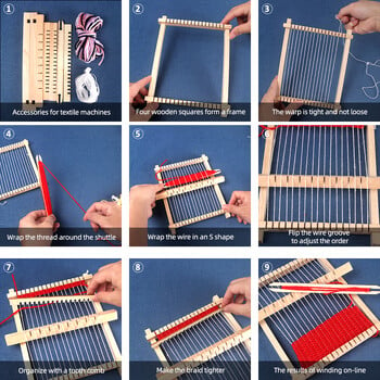 DIY Mini Loom Υλικό Πακέτο Πλεκτομηχανή μαλλί Παιδικά δημιουργικά παιχνίδια Χειροποίητα δώρα Εργαλεία πλεξίματος Ξύλινα