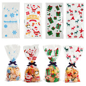 50 ks vianočných cukrovinkových vrecúšok Santa Claus Snehuliak Elk Cookie Priehľadné baliace vrecko Vianočný darček DIY Vianočná párty dekorácia Nový rok