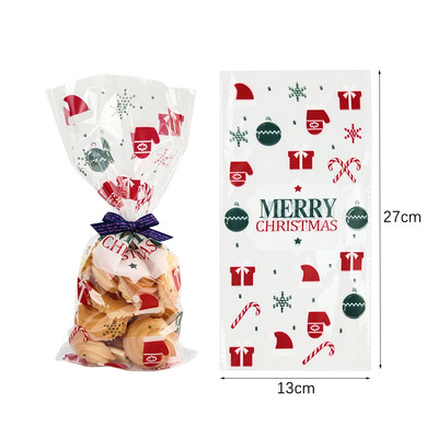 50 ks vianočných cukrovinkových vrecúšok Santa Claus Snehuliak Elk Cookie Priehľadné baliace vrecko Vianočný darček DIY Vianočná párty dekorácia Nový rok
