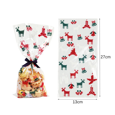 50 ks vianočných cukrovinkových vrecúšok Santa Claus Snehuliak Elk Cookie Priehľadné baliace vrecko Vianočný darček DIY Vianočná párty dekorácia Nový rok