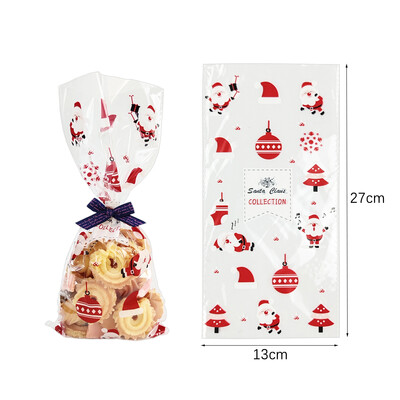 50 ks vianočných cukrovinkových vrecúšok Santa Claus Snehuliak Elk Cookie Priehľadné baliace vrecko Vianočný darček DIY Vianočná párty dekorácia Nový rok