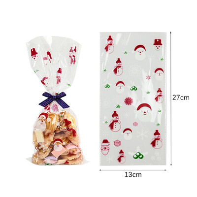 50 ks vianočných cukrovinkových vrecúšok Santa Claus Snehuliak Elk Cookie Priehľadné baliace vrecko Vianočný darček DIY Vianočná párty dekorácia Nový rok