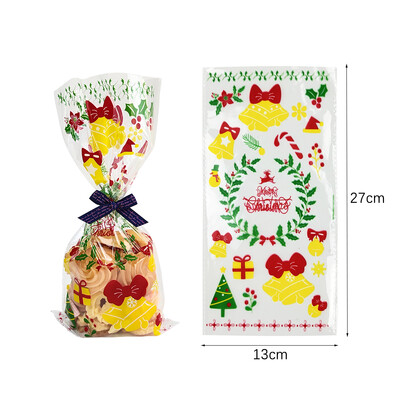50 ks vianočných cukrovinkových vrecúšok Santa Claus Snehuliak Elk Cookie Priehľadné baliace vrecko Vianočný darček DIY Vianočná párty dekorácia Nový rok