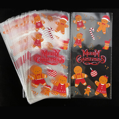50 ks vianočných cukrovinkových vrecúšok Santa Claus Snehuliak Elk Cookie Priehľadné baliace vrecko Vianočný darček DIY Vianočná párty dekorácia Nový rok