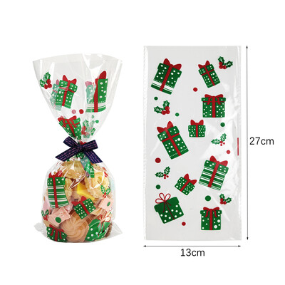 50 ks vianočných cukrovinkových vrecúšok Santa Claus Snehuliak Elk Cookie Priehľadné baliace vrecko Vianočný darček DIY Vianočná párty dekorácia Nový rok