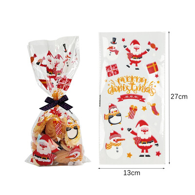 50 ks vianočných cukrovinkových vrecúšok Santa Claus Snehuliak Elk Cookie Priehľadné baliace vrecko Vianočný darček DIY Vianočná párty dekorácia Nový rok