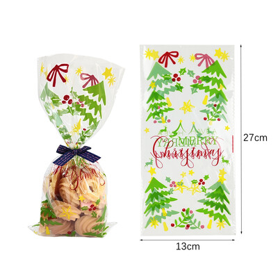 50 ks vianočných cukrovinkových vrecúšok Santa Claus Snehuliak Elk Cookie Priehľadné baliace vrecko Vianočný darček DIY Vianočná párty dekorácia Nový rok