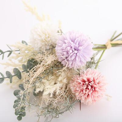 Flori artificiale de înaltă calitate de 40 cm, mătase, eucalipt, păpădie, buchet mixt, decor de masă pentru acasă, ornamente pentru petrecerea de nuntă