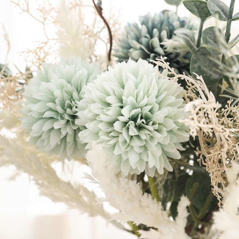 Flori artificiale de înaltă calitate de 40 cm, mătase, eucalipt, păpădie, buchet mixt, decor de masă pentru acasă, ornamente pentru petrecerea de nuntă