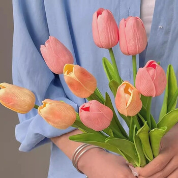 1/3/5 ΤΕΜ. Tulips Artificial Flowers Real Touch Flowers Μπουκέτο τουλίπας Διακόσμηση Fake Tulips Flower για στολισμούς γάμου σπιτιού