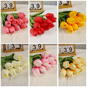 1/3/5 ΤΕΜ. Tulips Artificial Flowers Real Touch Flowers Μπουκέτο τουλίπας Διακόσμηση Fake Tulips Flower για στολισμούς γάμου σπιτιού