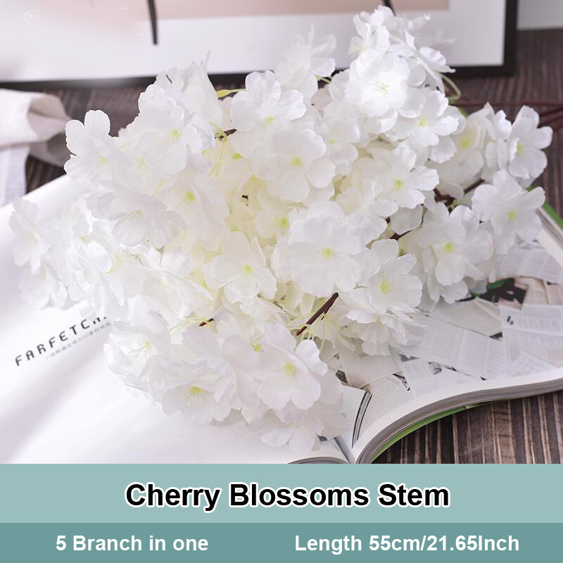 55 cm Umjetna grana trešnjinog cvijeta Grana svilenog cvijeta sakure Dekoracija vjenčanog luka Unutarnji cvijet