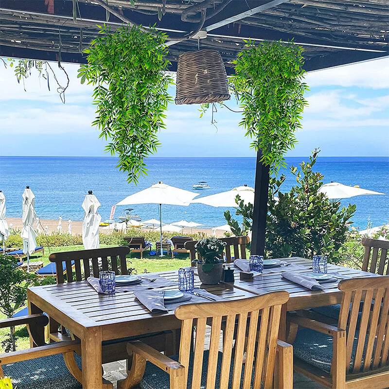 80 cm-es művirág bambusz levél rattan hamis zöld levél szőlő otthon kültéri dekoráció függő növény esküvői dekoráció