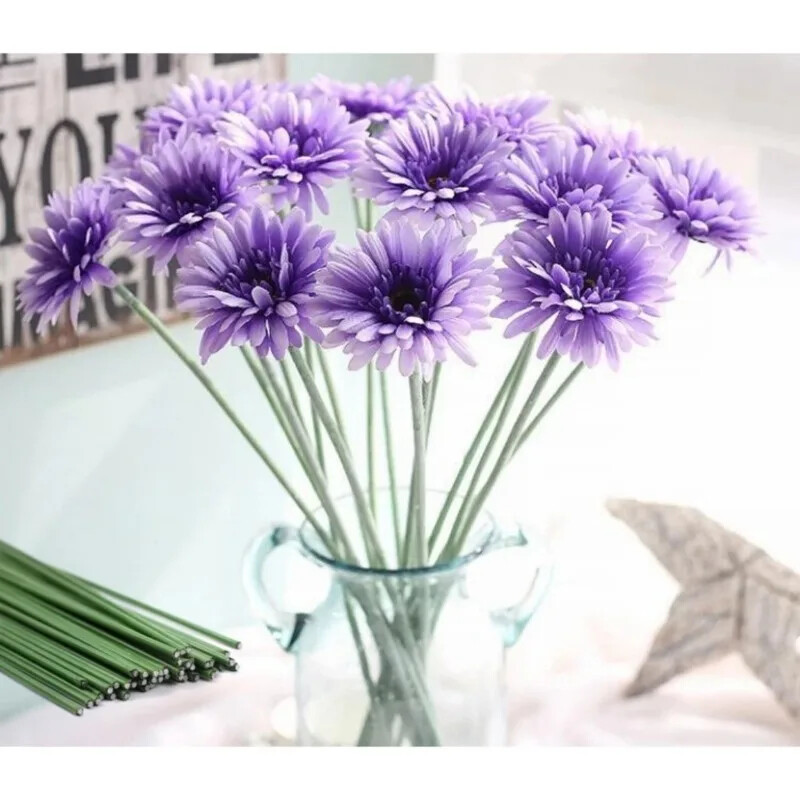 30/40 cm žalios gėlės stiebo lazdelės „pasidaryk pats“ gėlių medžiagos, rankų darbo vielos stiebo priedai