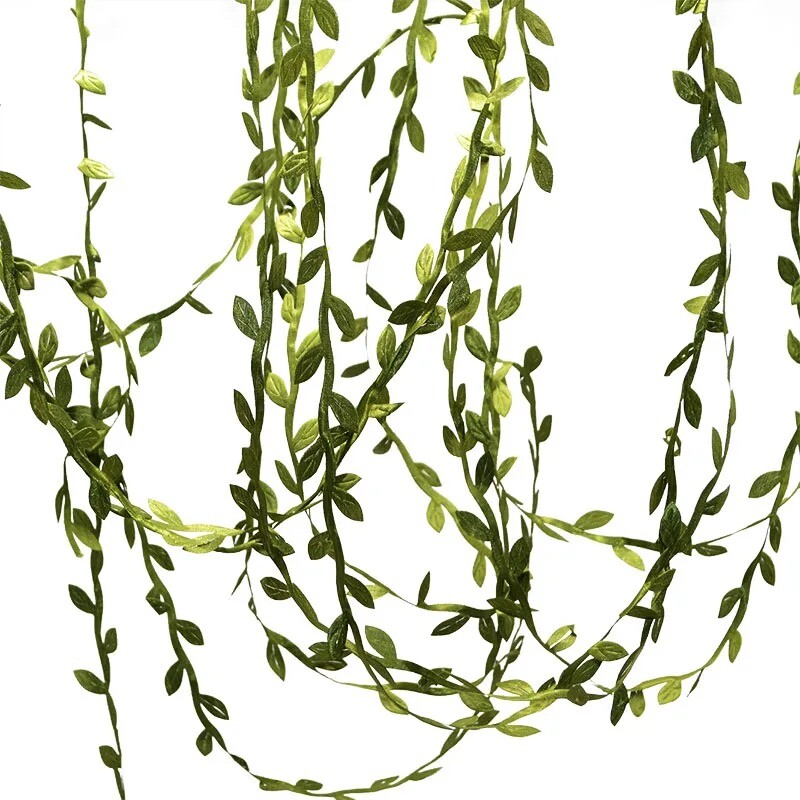 10 metrų šilko lapo formos rankų darbo dirbtiniai žali lapai vestuvių dekoravimui „pasidaryk pats“ vainikas, dovana „Scrapbooking“ amatai netikra gėlė