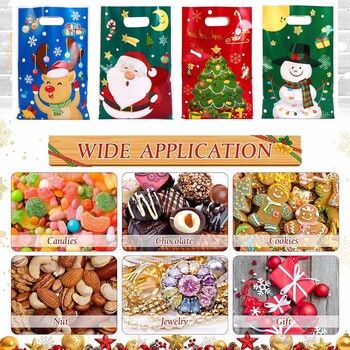 50 τμχ Χριστουγεννιάτικες τσάντες Santa Candy Christmas Goodie τσάντες μπισκότων για το 2024 Μπομπονιέρες Χριστουγεννιάτικων χειμερινών διακοπών Δώρα Πρωτοχρονιάς 2025