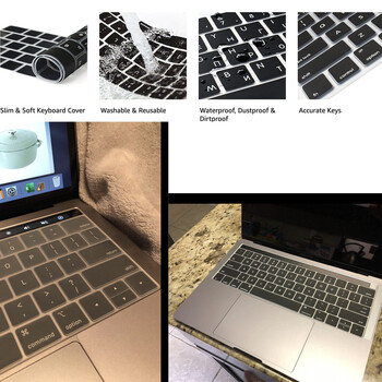 Κάλυμμα πληκτρολογίου για MacBook Pro με Touch Bar 13&15 2016-2019 Μοντέλο: A2159, A1989, A1990, A1706, A1707), Προστατευτικό δέρματος σιλικόνης