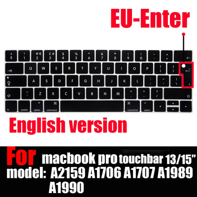 Κάλυμμα πληκτρολογίου για MacBook Pro με Touch Bar 13&15 2016-2019 Μοντέλο: A2159, A1989, A1990, A1706, A1707), Προστατευτικό δέρματος σιλικόνης