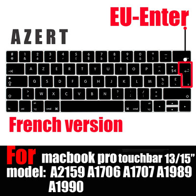 Κάλυμμα πληκτρολογίου για MacBook Pro με Touch Bar 13&15 2016-2019 Μοντέλο: A2159, A1989, A1990, A1706, A1707), Προστατευτικό δέρματος σιλικόνης