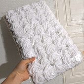50 ks/balenie Biela PE ruža Umelý kvetinový list so stonkou DIY Kytica Svadobná párty Dekorácia Scrapbooking potreby