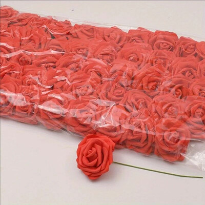 50 ks/balenie Biela PE ruža Umelý kvetinový list so stonkou DIY Kytica Svadobná párty Dekorácia Scrapbooking potreby