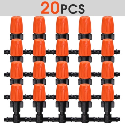 20 ks záhradných 7,5-10 l/h oranžových nastaviteľných rozprašovacích trysiek na skleníkový trávnik, zavlažovací postrekovač, rozprašovač, kvapkadlo pre hadicu 4/7 mm