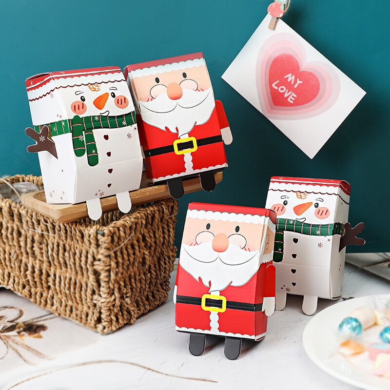 5 ks Vianočné snehuliak Santa Claus tvar cukríkov sušienky kocky krabice DIY torta darčekové balenie krabice dodávka vianočné novoročné párty dekorácie