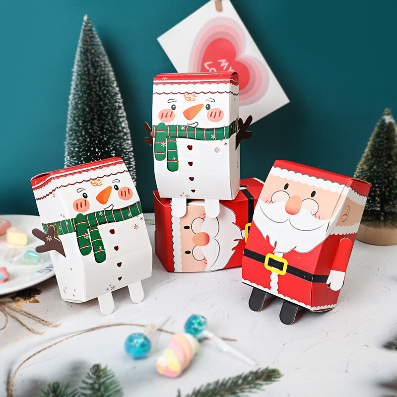5 ks Vianočné snehuliak Santa Claus tvar cukríkov sušienky kocky krabice DIY torta darčekové balenie krabice dodávka vianočné novoročné párty dekorácie