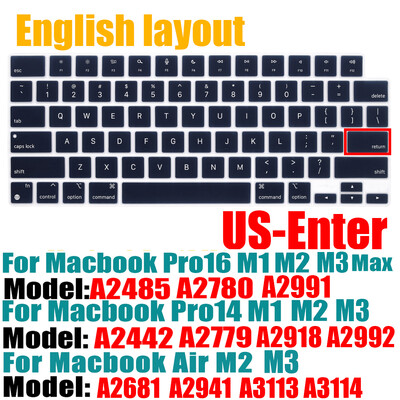 Kompatibilný kryt s klávesnicou pre MacBook Air 13,6 m2 2022 A2681/2021 2023 MacBook Pro 14 16 M1 A2442 A2485 A2779 A2780 s dotykovým ID