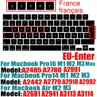 Kompatibilný kryt s klávesnicou pre MacBook Air 13,6 m2 2022 A2681/2021 2023 MacBook Pro 14 16 M1 A2442 A2485 A2779 A2780 s dotykovým ID