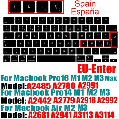 Kompatibilný kryt s klávesnicou pre MacBook Air 13,6 m2 2022 A2681/2021 2023 MacBook Pro 14 16 M1 A2442 A2485 A2779 A2780 s dotykovým ID