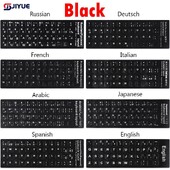 Vízálló Orosz Angol Francia Spanyol Német Arab Billentyűzet matricák Laptop PC-hez Szabványos betűkiosztású billentyűzetborítók