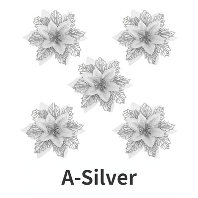 5 komada svjetlucavog umjetnog cvijeća Božićno ukrasno cvijeće DIY viseći ukrasi za božićno drvce Dekoracija božićne novogodišnje zabave