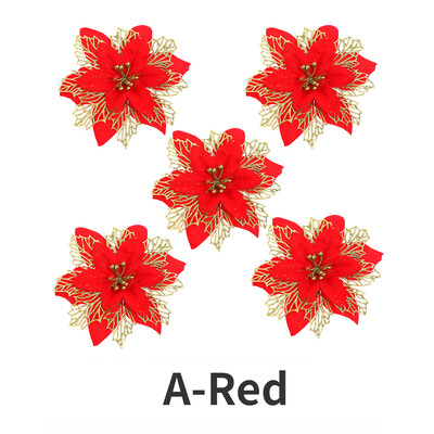 5 komada svjetlucavog umjetnog cvijeća Božićno ukrasno cvijeće DIY viseći ukrasi za božićno drvce Dekoracija božićne novogodišnje zabave