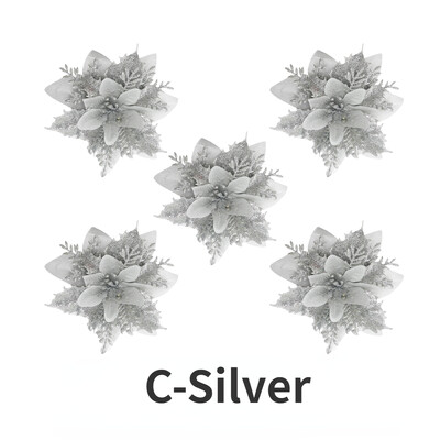 5 komada svjetlucavog umjetnog cvijeća Božićno ukrasno cvijeće DIY viseći ukrasi za božićno drvce Dekoracija božićne novogodišnje zabave