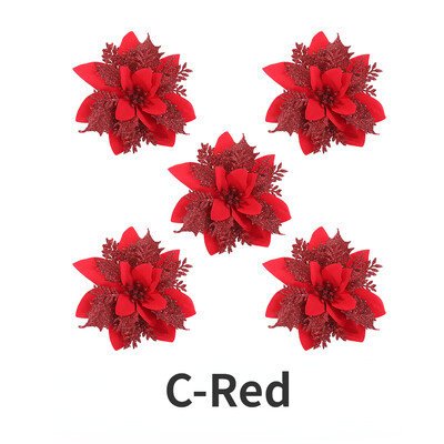 5 komada svjetlucavog umjetnog cvijeća Božićno ukrasno cvijeće DIY viseći ukrasi za božićno drvce Dekoracija božićne novogodišnje zabave