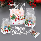 50 vnt Kalėdų mielas sniego senelis plastikinės dovanos maišeliai saldainių sausainių kepimo pakavimo maišelis Linksmas papuošimas Naujiesiems 2025 metams