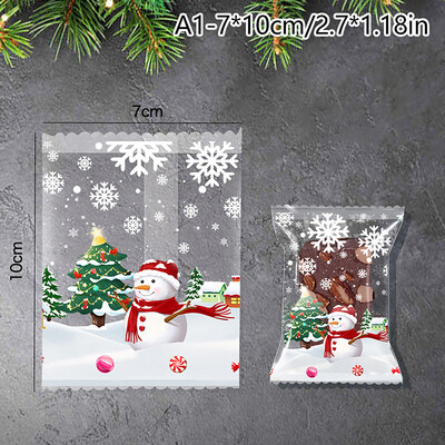 50 vnt Kalėdų mielas sniego senelis plastikinės dovanos maišeliai saldainių sausainių kepimo pakavimo maišelis Linksmas papuošimas Naujiesiems 2025 metams