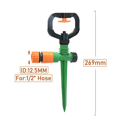 360 fokos kerti fűlocsoló 1/2 hüvelykes szálszóró fúvóka, automatikus öntözés, fúvóka támogatással